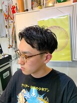 メリケンバーバーショップ フクオカ(MERICAN BARBERSHOP FUK)&nbsp;ハイライトマッシュパーマウルフアッシュブラック