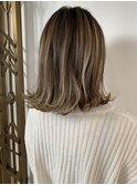 ワンカラーから脱白髪染めで地毛ハイライトへ/白髪ぼかし/40代