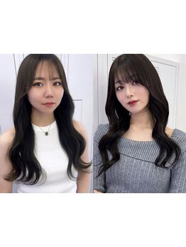 韓国スタイルに欠かせない顔周りカット。韓国スタイルカラーと合わせて今までで一番かわいい自分に出会える