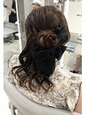 ハーフアップ×お団子