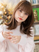 カバーヘア イヴ 戸頭店(COVER HAIR EVE)&nbsp;外ハネレイヤーミディアム韓国風アースカラーh3戸頭20代30代40代