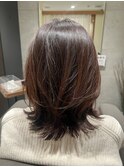 結べるミディアムレイヤー×髪質改善カラー×髪質改善tr