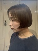 下北沢ダブルカラーショートヘア切っぱなしボブベージュカラー