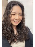朝ラクウェーブパーマロングヘアロングパーマくせ毛風パーマ