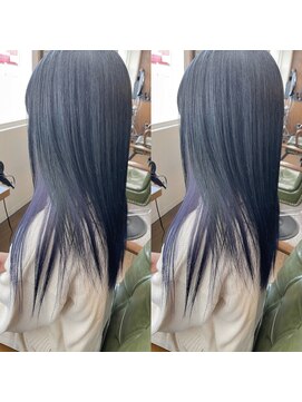 ヘアーサロン リバース(Hair Salon Rebirth) 【防府/Rebirth】ブルーブラック×ブルー　インナーカラー