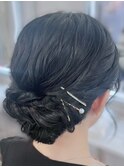 結婚式 お呼ばれ アップスタイル×ヘアピンアクセサリー付