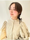 ワンレン　ポニーテール　ヘアアレンジ　顔周り　エギョモリ