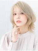 外ハネプラチナカラー外国人風ラフボブウルフf古河10代20代30代