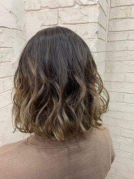 アジールヘア 所沢プロペ通り店(agir hair) ミルクティーグラデーションワンレンボブケアブリーチ小顔所沢