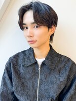 毛流れセンターパートカルマパーマツーブロック刈り上げ