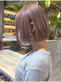 渋谷ブリーチカラータッセルボブ顔周りレイヤー切りっぱなしボブ