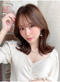 20代30代顔まわりカット/イメチェン/くびれヘア/ピンクベージュ
