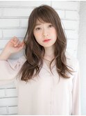 流しバング ゆるふわウェーブ