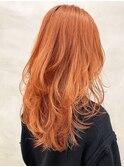 オレンジカラーケアブリーチダブルカラー髪質改善レイヤーカット
