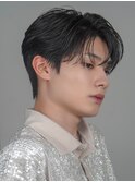 韓国ヘアカルマパーマカルマバングセンターパート黒髪ウルフ