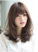 アプリコットオレンジハイライトカラーサーフカール夏くびれヘア