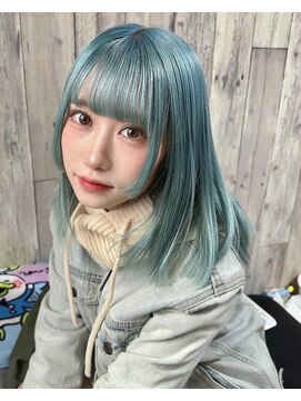 ミラ 銀座(MILA) 水色×姫カット インナーカラー/ハイライト/縮毛矯正/前髪カット