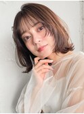 薄めバング愛され似合わせ顔まわりレイヤーカット結べるボブ