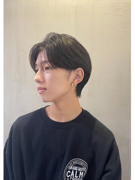 ロンド メリー 大宮(Lond merry) men'sフェザーパーマブルーブラックメンズブリーチなし立川