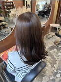 透明感ケアオリーブブラウンベージュカラーレイヤーカット韓国