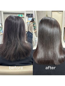 【かがみ】ツヤ感縮毛矯正/ダークブラウン〔町田駅/髪質改善〕