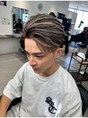 フェザーショートアップバングセンターパートメンズハイライト