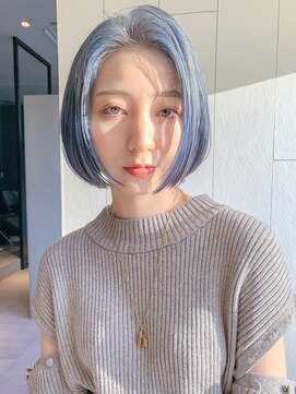 アルバム 銀座(ALBUM GINZA) アイスブルーボブ_エアリーミディショートパーマ_8333