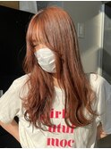 ba1708透明感赤髪モーブベビーピンク外巻きパーマセシルカット