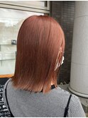 オレンジボブ☆切りっぱなし/20代30代/ダブルカラー