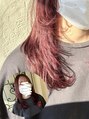 ウフアンビアンス(Oeuf.ambiance) ブリーチなしWカラーでカシスピンク×ザクザクレイヤー