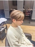 メンズダブルカラー・カルマパーマ・ベージュピンク