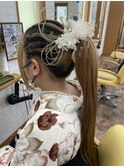 編み込みポニーテール