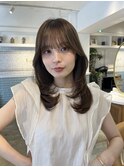 チャコール/オリーブグレー/レイヤーカット小顔顔周り韓国