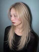 ノラ ヘアーサロン(NORA HAIR SALON)&nbsp;ミルクティベージュヘーゼルベージュハッシュカットロング