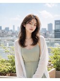 セミロング×シフォンベージュ×韓国風
