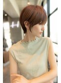 30代40代大人可愛い前下がりショートボブ/前髪/イルミナカラー