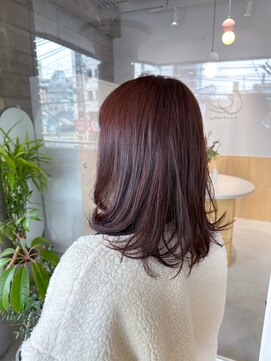 ワッカ(wacca) セミロング ブラウン レッド 艶髪カラー