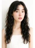 原宿スパイラルパーマミディアムウェーブ黒髪パーマ女子韓国ヘア