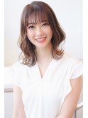 くびれヘア韓国風巻きアプリコットオレンジ夏ハイライト