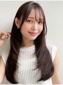 艶感アプリコットオレンジワンカールサイドバング斜めバング