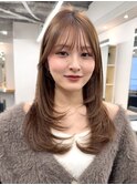 レイヤーカットミディアムレイヤー顔まわり銀座ハイレイヤー