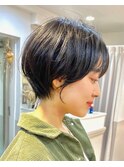 大人可愛い20代30代40代黒髪前下がりショートボブ【GRAFF鎌倉】