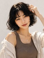 ノラ シブヤ(NORA)&nbsp;小顔ミディアムパーマミディアムデジタルパーマボブパーマ前髪