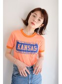 【表参道/青山】オレンジベージュ切りっぱなしボブ【ささき】