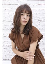 オーロ 西宮店(ORO) ココアブラウンカラーの外ハネミディ