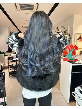 ステア ケース(stair case) ブルー系バレイヤージュ　ハイライト　ネイビーブルー