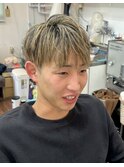 メンズガンメッシュツーブロックスタイル