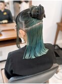 タイトストレートハーフアップ