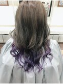 プラチナシルバー&パープルのツートーンWカラー