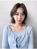 耳掛けくびれボブ_チェリーブラウンフェミニンロング_8677